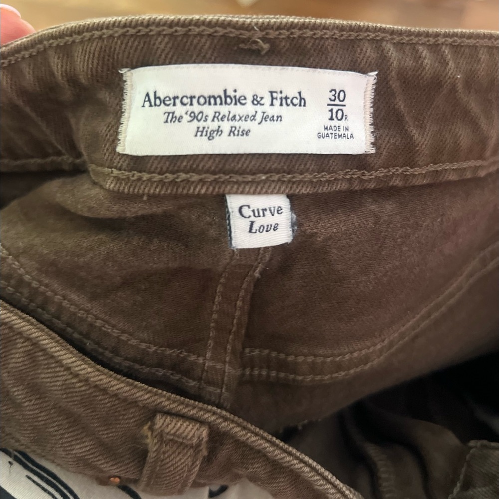 Abercrombie & Fitch Olive Green High-Rise Straight Jeans - Picture 5 of 6